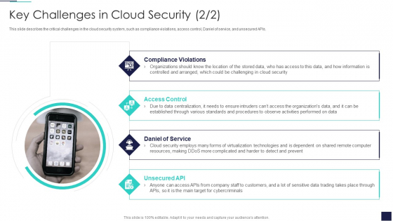 Cloud Information Security Key Challenges In Cloud Security Ppt Gallery Guidelines PDF
