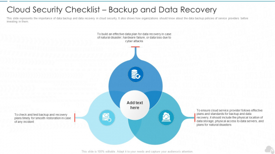 Cloud Security Checklist Backup And Data Recovery Cloud Computing Security IT Ppt Styles Rules PDF