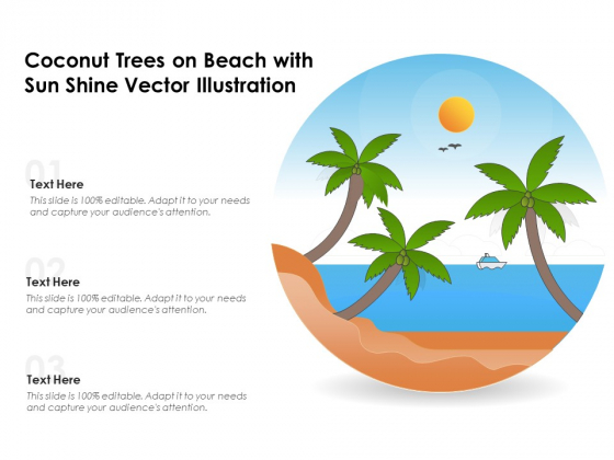 Coconut Trees On Beach With Sun Shine Vector Illustration Ppt PowerPoint Presentation Gallery Slide PDF