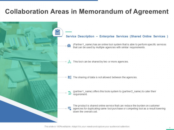 Collaboration Areas In Memorandum Of Agreement Ppt PowerPoint Presentation Icon Demonstration Collaboration Areas In Memorandum Of Agreement Ppt PowerPoint Presentation Icon Demonstration