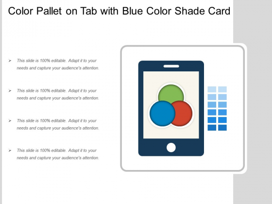 Color Pallet On Tab With Blue Color Shade Card Ppt PowerPoint Presentation Gallery Background PDF