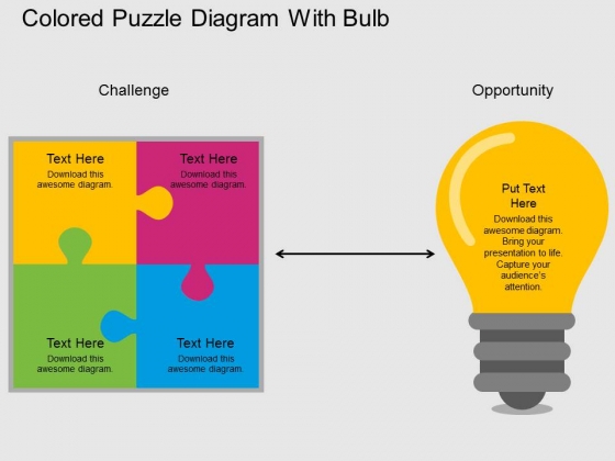 Colored Puzzle Diagram With Bulb Powerpoint Template Colored Puzzle Diagram With Bulb Powerpoint Template