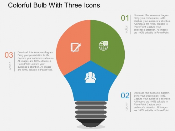 Colorful Bulb With Three Icons Powerpoint Templates Colorful Bulb With Three Icons Powerpoint Templates