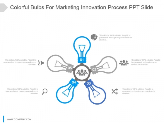 Colorful Bulbs For Marketing Innovation Process Ppt Slide Colorful Bulbs For Marketing Innovation Process Ppt Slide