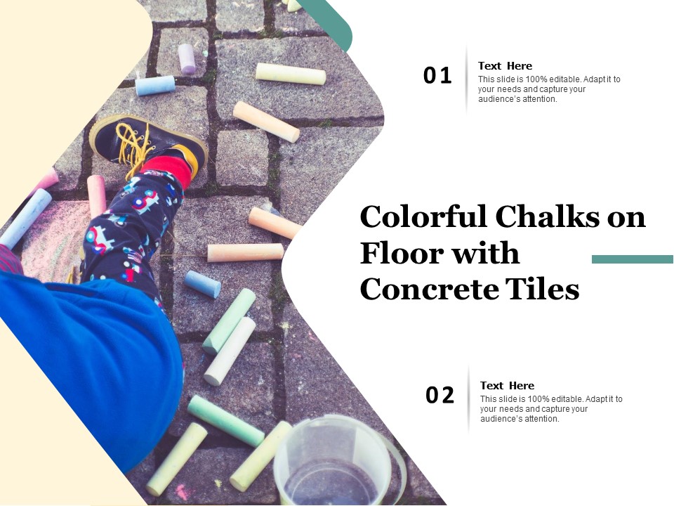 Colorful Chalks On Floor With Concrete Tiles Ppt PowerPoint Presentation Icon Design Ideas PDF