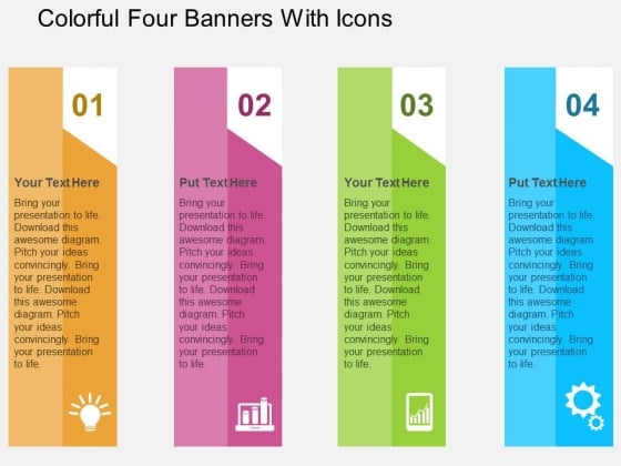 Colorful Four Banners With Icons Powerpoint Templates Colorful Four Banners With Icons Powerpoint Templates