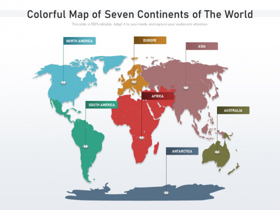 Colorful Map Of Seven Continents Of The World Ppt PowerPoint Presentation Icon Show PDF