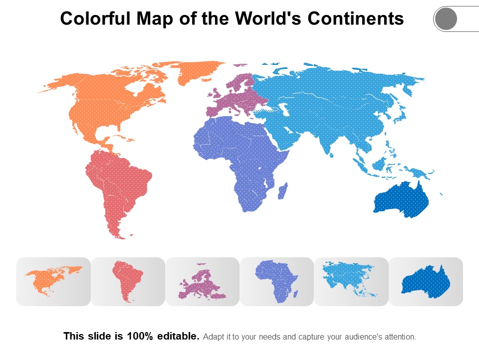 Colorful Map Of The Worlds Continents Ppt PowerPoint Presentation Gallery Master Slide PDF