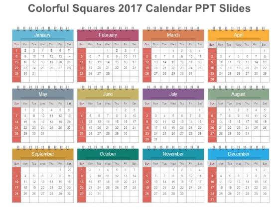 Colorful Squares 2017 Calendar Ppt Slides Colorful Squares 2017 Calendar Ppt Slides