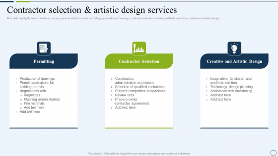 Commercial And Urban Architect Business Profile Contractor Selection And Artistic Design Services Topics PDF