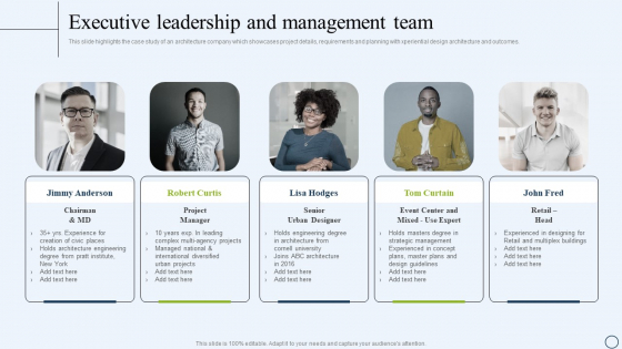 Commercial And Urban Architect Business Profile Executive Leadership And Management Team Designs PDF Commercial And Urban Architect Business Profile Executive Leadership And Management Team Designs PDF