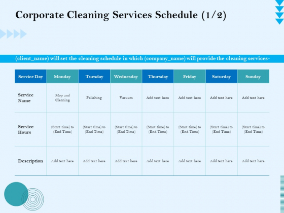 Commercial Cleaning Services Corporate Cleaning Services Schedule Description Demonstration PDF