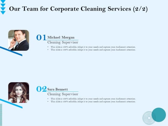 Commercial Cleaning Services Our Team For Corporate Cleaning Services Audience Slides PDF