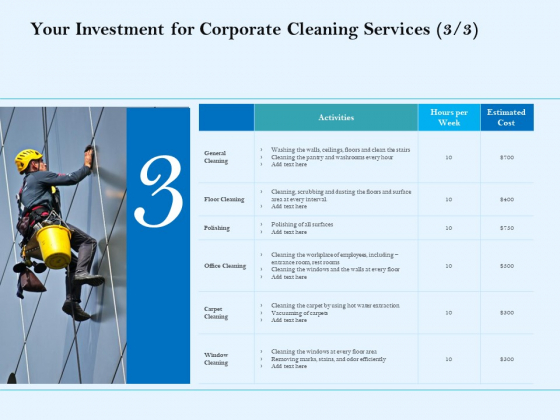 Commercial Cleaning Services Your Investment For Corporate Cleaning Services Polishing Template PDF Commercial Cleaning Services Your Investment For Corporate Cleaning Services Polishing Template PDF