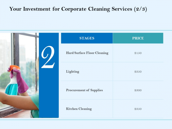 Commercial Cleaning Services Your Investment For Corporate Cleaning Services Summary PDF