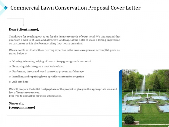 Commercial Lawn Conservation Proposal Cover Letter Ppt File Background Images PDF Commercial Lawn Conservation Proposal Cover Letter Ppt File Background Images PDF