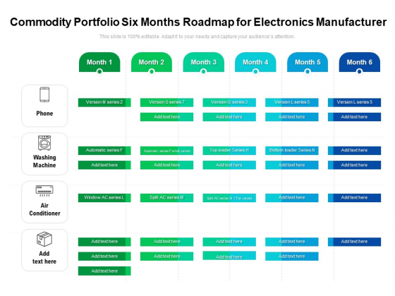 Commodity Portfolio Six Months Roadmap For Electronics Manufacturer Professional Commodity Portfolio Six Months Roadmap For Electronics Manufacturer Professional