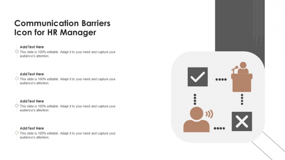 Communication Barriers Icon For HR Manager Ppt PowerPoint Presentation Infographics Structure PDF