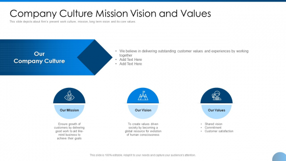 Company Culture Mission Vision And Values Ppt Outline Elements PDF