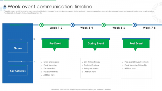 Company Event Communication 8 Week Event Communication Timeline Background PDF