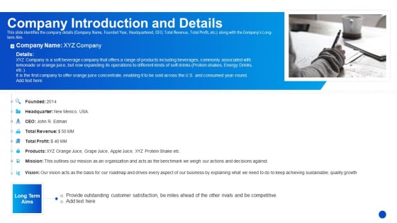 Company Introduction And Details Demonstration PDF