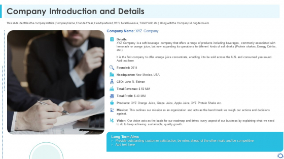 Company Introduction And Details Icons PDF