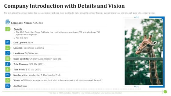 Company Introduction With Details And Vision Inspiration PDF