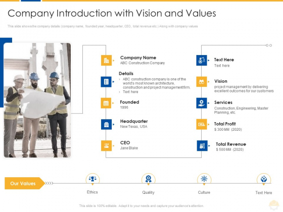 Company Introduction With Vision And Values Ppt Styles Gallery PDF Company Introduction With Vision And Values Ppt Styles Gallery PDF