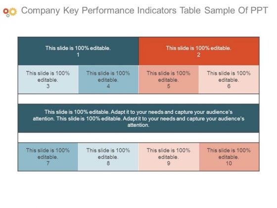 Company Key Performance Indicators Table Sample Of Ppt Company Key Performance Indicators Table Sample Of Ppt