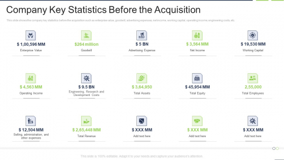 Company Key Statistics Before The Acquisition Graphics PDF Company Key Statistics Before The Acquisition Graphics PDF