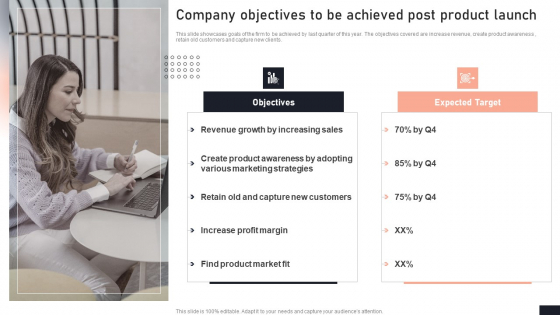 Company Objectives To Be Achieved Post Product Launch Stakeholder Engagement Plan For Launch Event Slides PDF