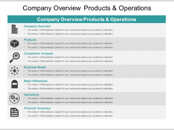 Company Overview Products And Operations Ppt PowerPoint Presentation Infographics Themes
