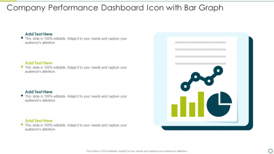 Company Performance Dashboard Icon With Bar Graph Template PDF