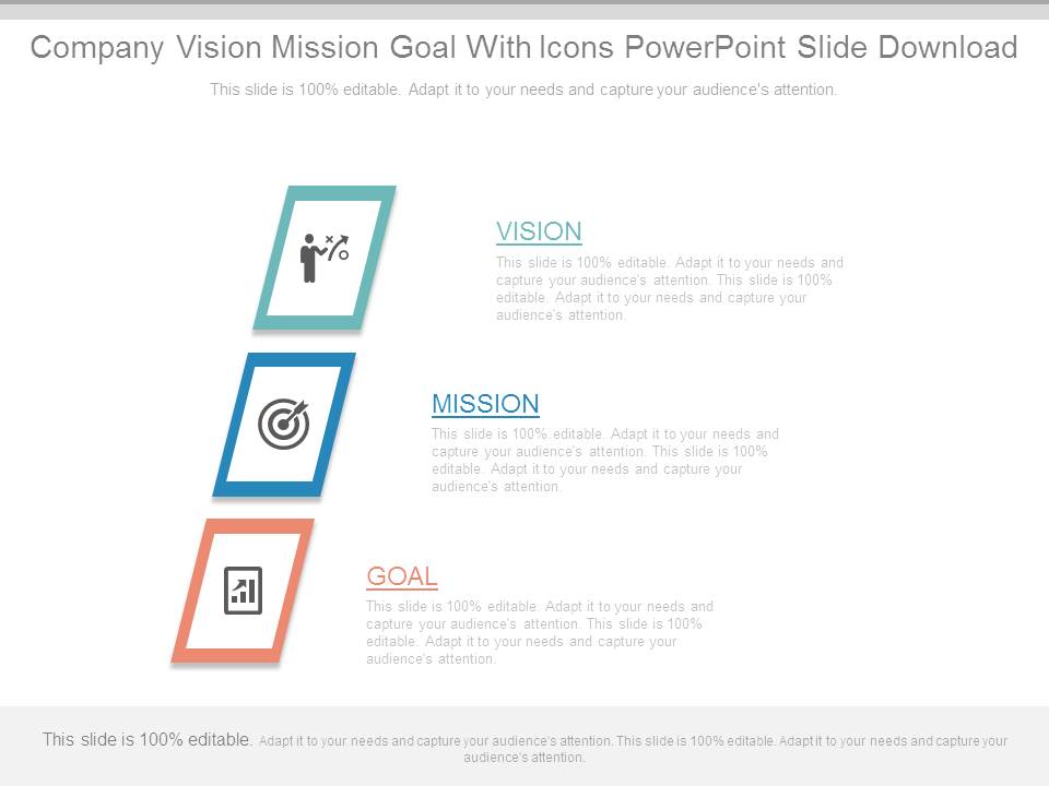 Company Vision Mission Goal With Icons Powerpoint Slide Download