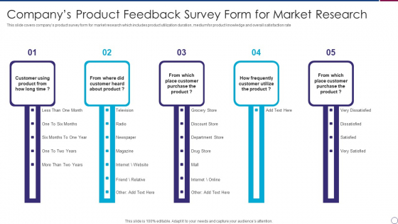 Companys Product Feedback Survey Form For Market Research Microsoft PDF