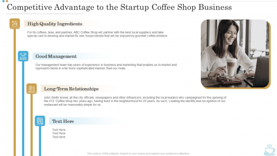 Competitive Advantage To The Startup Coffee Shop Business Business Plan For Opening A Coffeehouse Ppt Slides Samples PDF Competitive Advantage To The Startup Coffee Shop Business Business Plan For Opening A Coffeehouse Ppt Slides Samples PDF