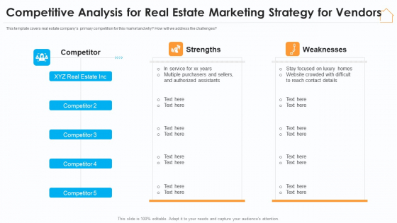 Competitive Analysis For Real Estate Marketing Strategy For Vendors Elements PDF Competitive Analysis For Real Estate Marketing Strategy For Vendors Elements PDF
