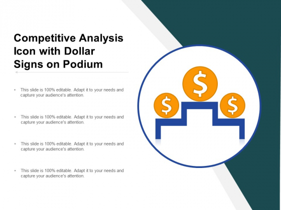 Competitive Analysis Icon With Dollar Signs On Podium Ppt PowerPoint Presentation Summary Show PDF