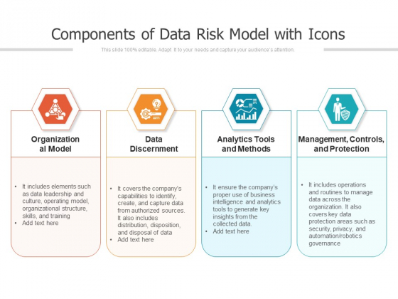 Components Of Data Risk Model With Icons Ppt PowerPoint Presentation Styles Design Inspiration PDF Components Of Data Risk Model With Icons Ppt PowerPoint Presentation Styles Design Inspiration PDF