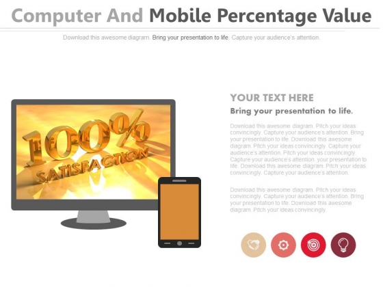 Computer And Mobile With 100 Percent Satisfaction Powerpoint Slides