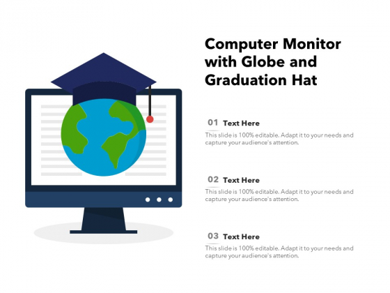 Computer Monitor With Globe And Graduation Hat Ppt PowerPoint Presentation File Slides PDF