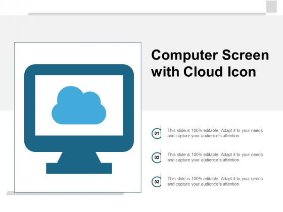 Computer Screen With Cloud Icon Ppt PowerPoint Presentation Outline Designs
