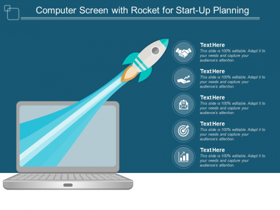 Computer Screen With Rocket For Startup Planning Ppt PowerPoint Presentation Inspiration Tips