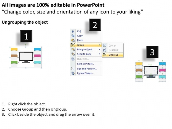 Computer Screen With Text Boxes Powerpoint Template compatible downloadable