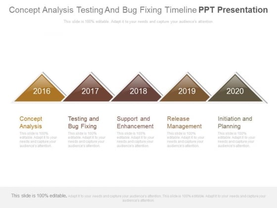 Concept Analysis Testing And Bug Fixing Timeline Ppt Presentation