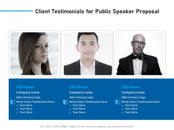 Conference Session Client Testimonials For Public Speaker Proposal Ppt Show Infographic Template PDF