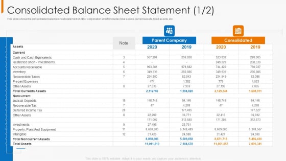 Consolidated Balance Sheet Statement Tax Designs PDF