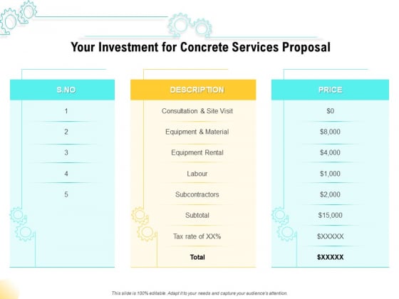Construction Material Service Your Investment For Concrete Services Proposal Brochure PDF Construction Material Service Your Investment For Concrete Services Proposal Brochure PDF