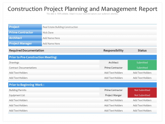 Construction Project Planning And Management Report Ppt PowerPoint Presentation Infographics Topics PDF Construction Project Planning And Management Report Ppt PowerPoint Presentation Infographics Topics PDF