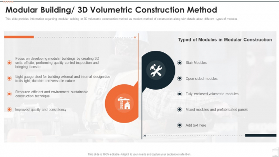 Construction Project Playbook Modular Building 3D Volumetric Construction Method Ppt Summary Graphics Template PDF